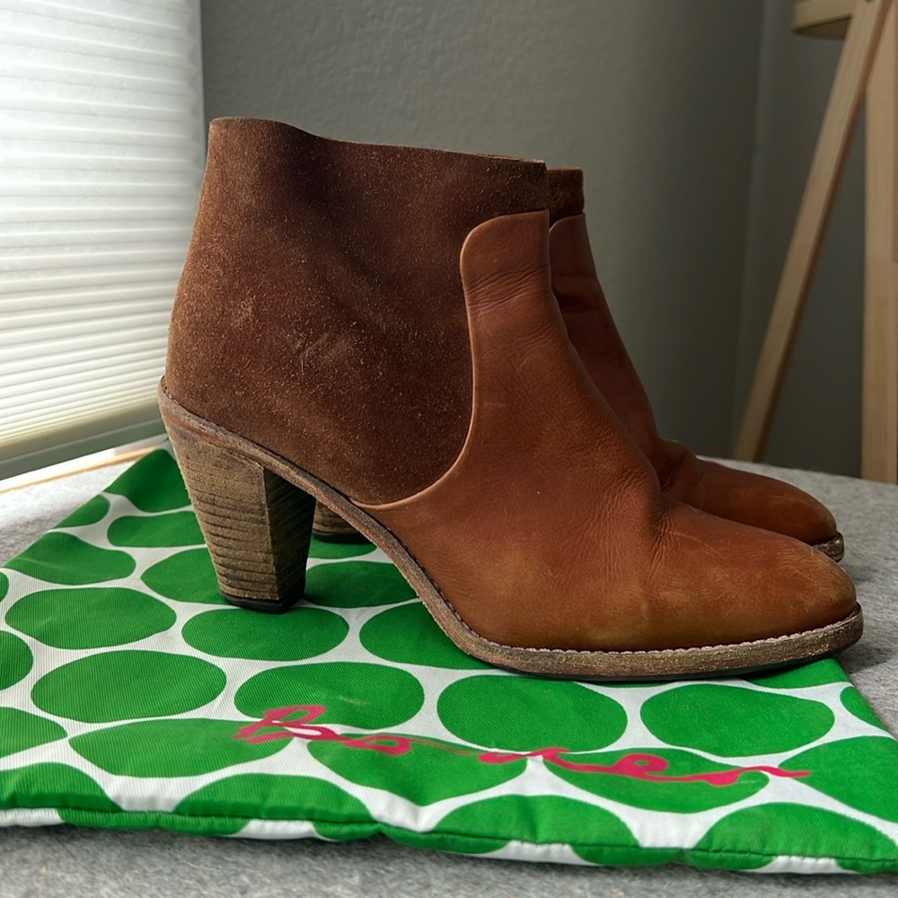 Boden brown leather and suede ankle boots